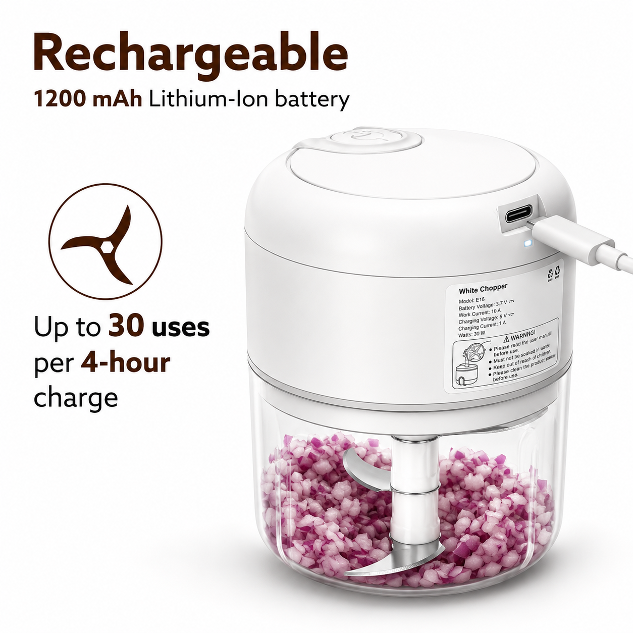Rechargeable Mini Electric 250 ML Chopper