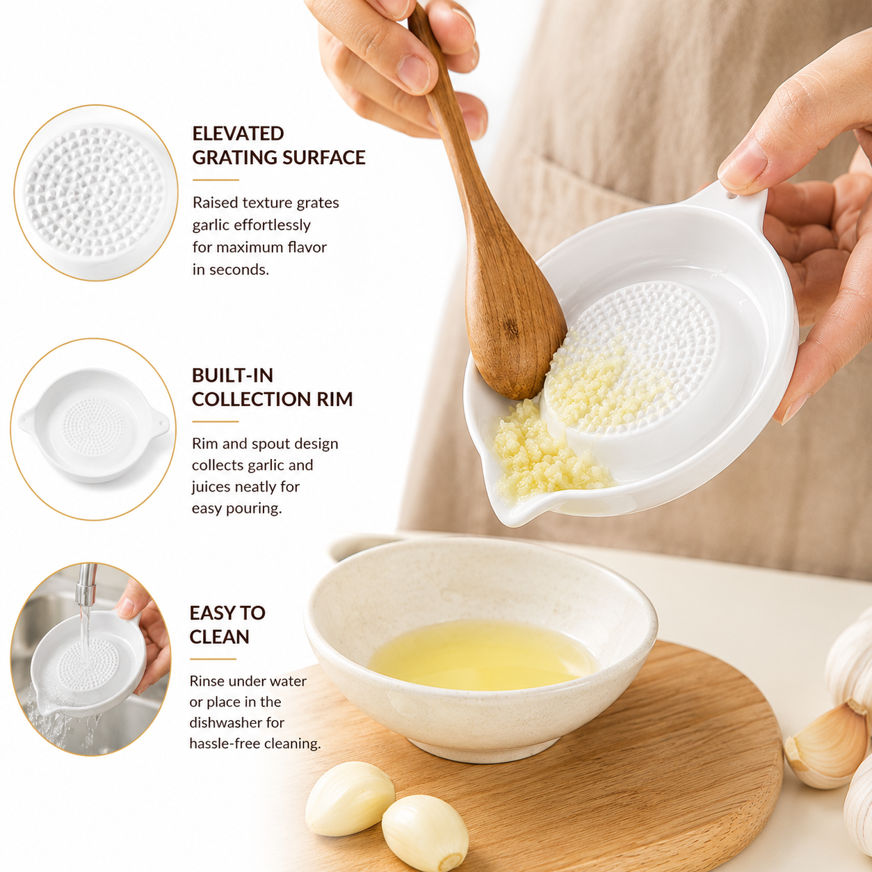 Garlic & Fruits Grating Ceramic Dish