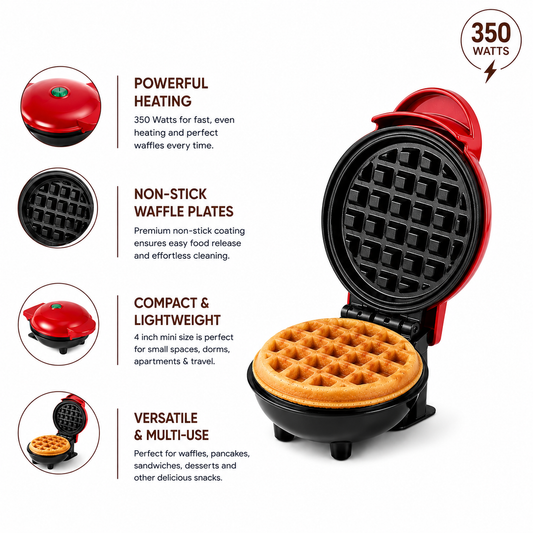 Electric Mini Waffle Maker - Non Stick